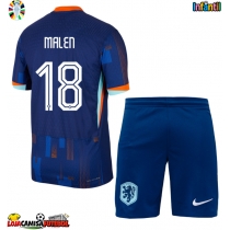 Camisa de Futebol Holanda Donyell Malen #18 Equipamento Secundário Infantil Europeu 2024 Manga Curta (+ Calças curtas)